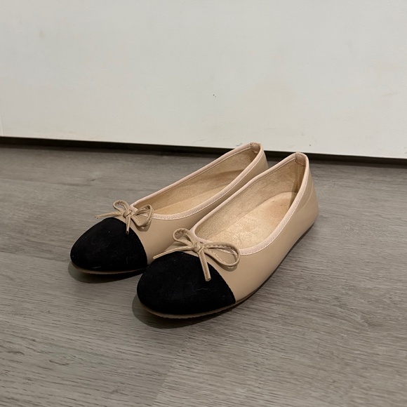 Khaki with black ballet flat shoes - Picture 1 of 5